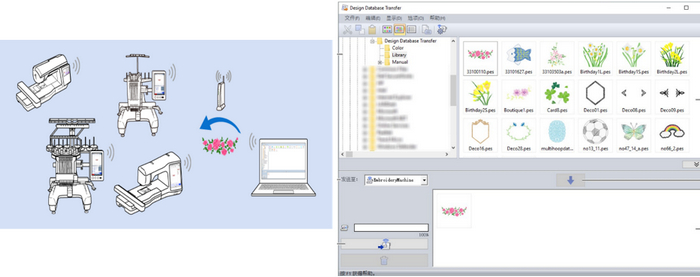 使用Design Database Transfer，将花样无线传输至机器中