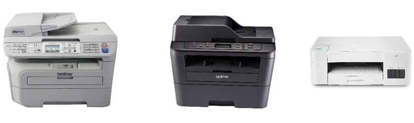 从左至右依次为:MFC-7340、DCP-7180DN、DCP-C421W